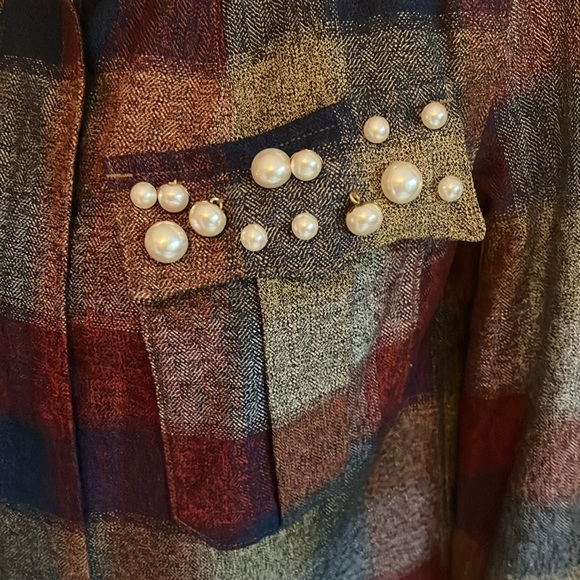 Fabulous😱#3555 Collage Jacket in gorgeous fall toned plaid and pearl accents - Picture 6 of 12
